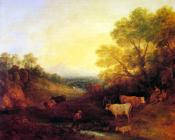 托马斯庚斯博罗 - Landscape with Cattle